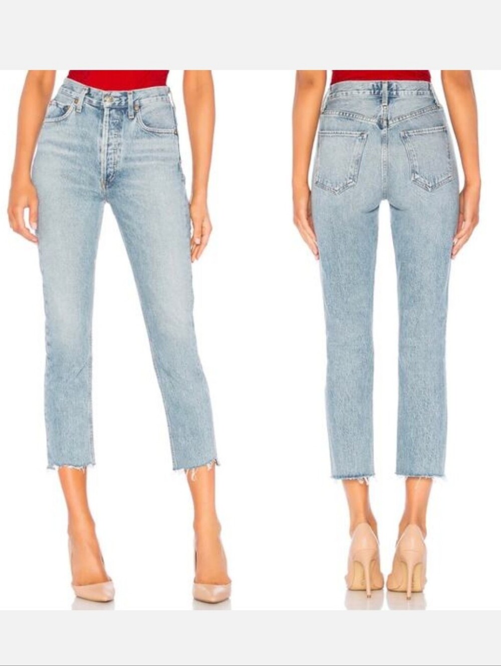 Agolde Womens Riley High Rise Straight Crop Jeans